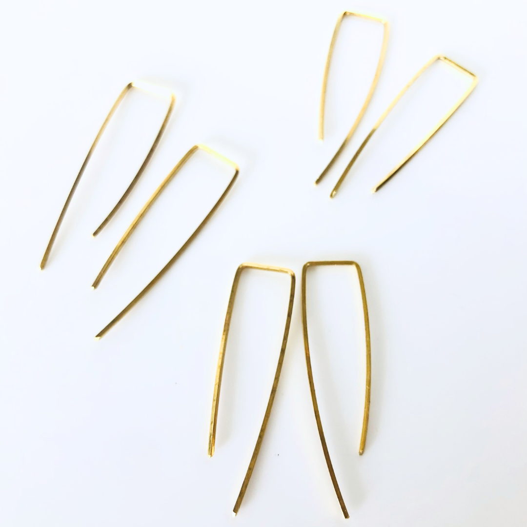 Brass Ear Threaders – Minimalist Square Wire Design